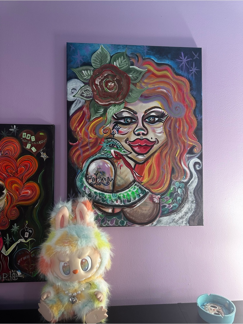 Colorful ~poison~ Portrait Wall Art - Red & Orange Hair